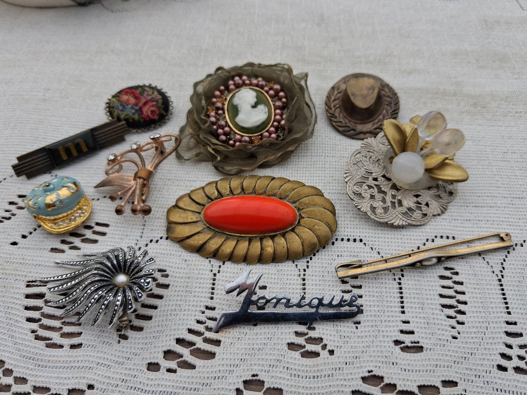 vintage sieraden, Verzenden, Overige materialen, Broche, Met edelsteen