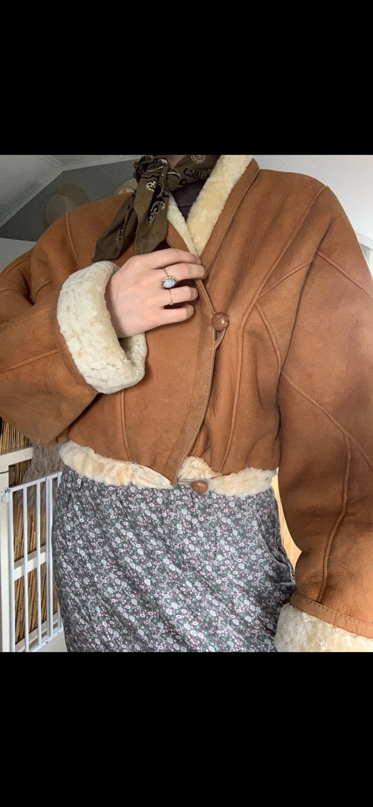Vintage shearling cropped lammy coat S M bomberjack, -, Ophalen of Verzenden, Zo goed als nieuw, Maat 36 (S)
