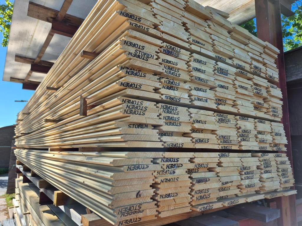 Vellingschroten, visbek delen vuren 18x135mm 390cm lang, Doe-het-zelf en Verbouw, Hout en Planken, Ophalen, Minder dan 25 mm, Nieuw