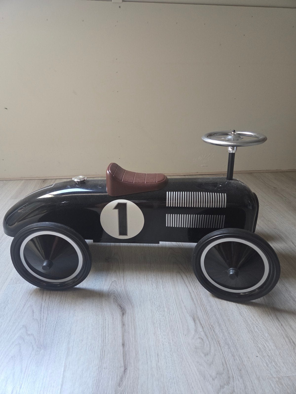 Retro Roller Loopauto Zwart - Zo goed als nieuw, Ophalen, Zo goed als nieuw, Loopvoertuig