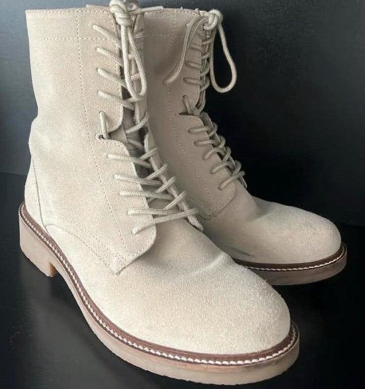 Suede veter laarsjes maat 38, beige!, Ophalen of Verzenden, Zo goed als nieuw, Beige