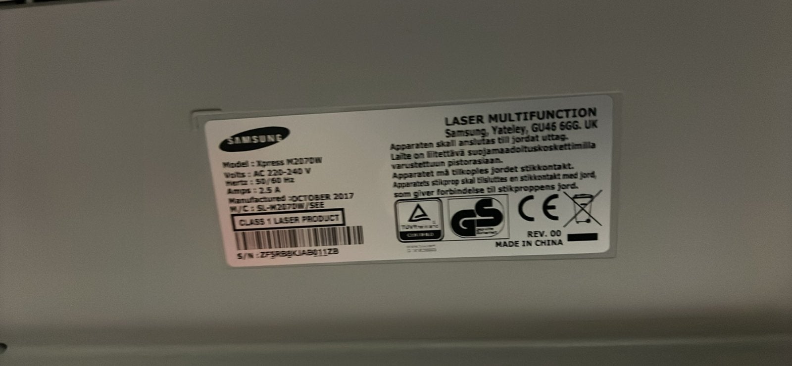Goed werkende Samsung Xpress M2070W printer/kopieermachine, Computers en Software, Printers, Gebruikt, All-in-one, Laserprinter