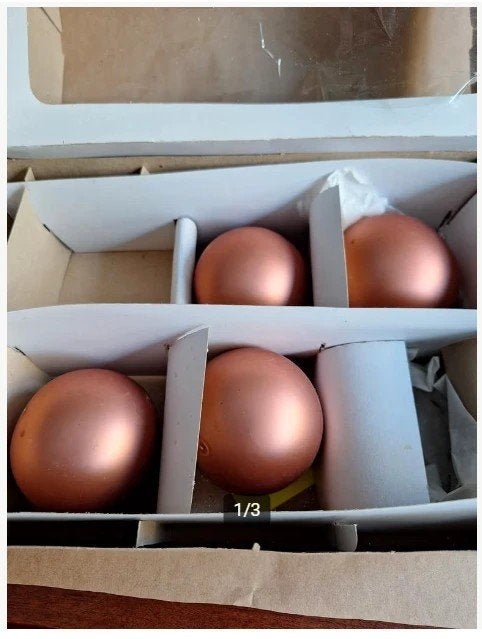Roze-bruin kerstballen h, Onbekend, Ophalen of Verzenden, Zo goed als nieuw, Onbekend