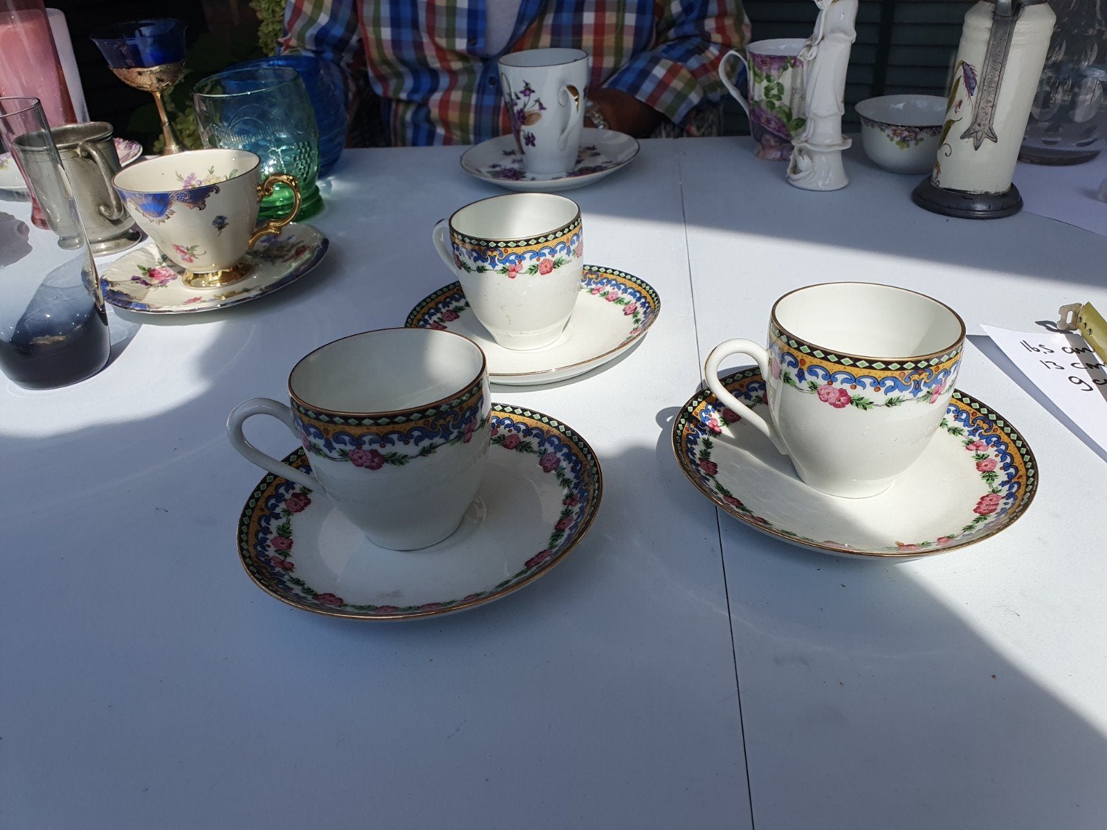 Set van 3 Limoges porseleinen kop en schotels, Ophalen of Verzenden