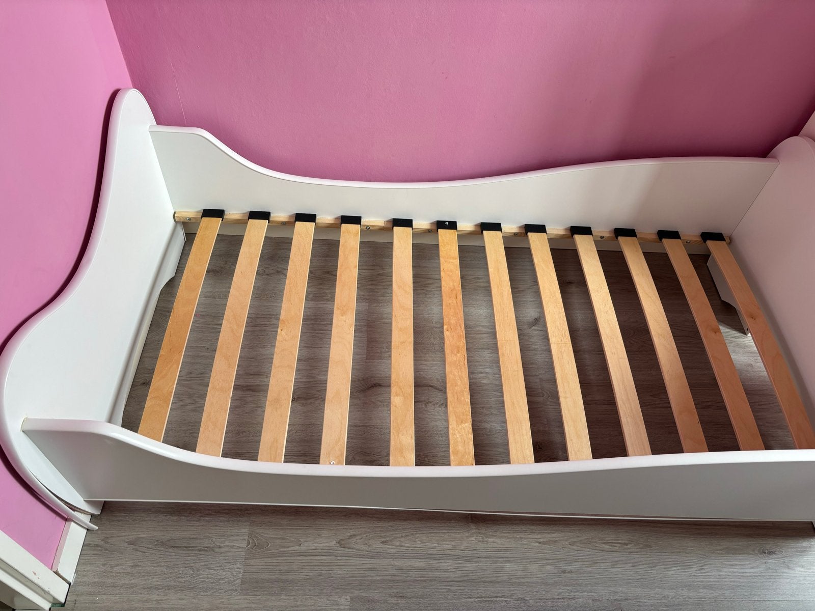 Kinderbed met lattenbodem en matras, Ophalen, Gebruikt, 70 tot 85 cm, Lattenbodem