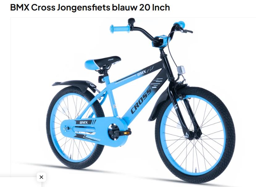 Cortego BMX Cross Jongensfiets blauw 20 Inch, Ophalen, Schijfrem, 20 inch, Handrem