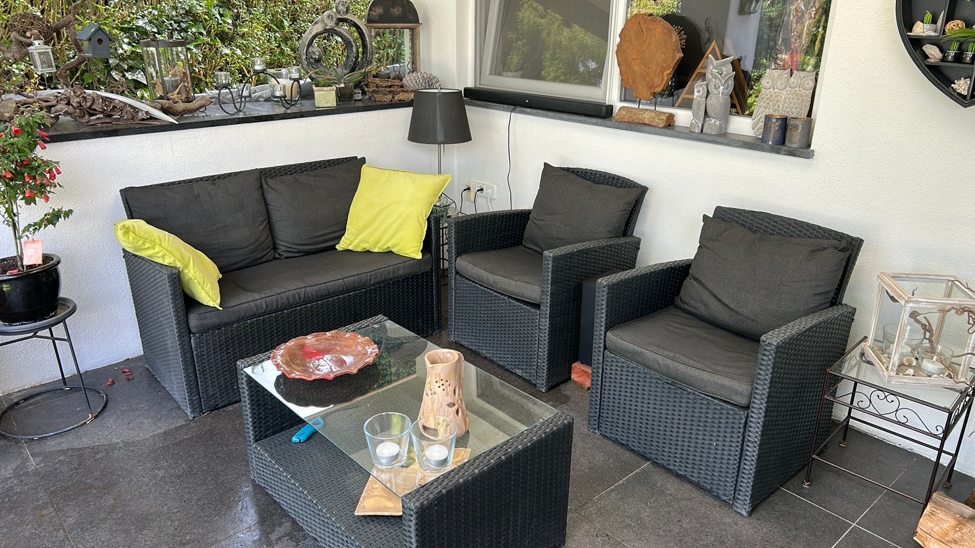Lounge setje incl kunssens excl sier kussens, Tuin en Terras, Tuinsets en Loungesets, Ophalen, 4 zitplaatsen, Gebruikt, Bank