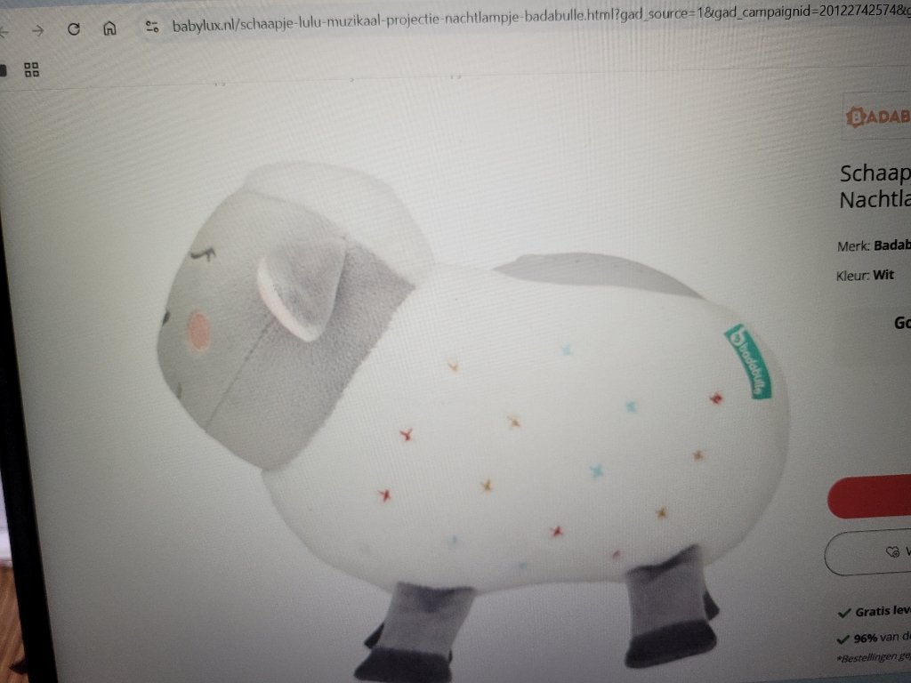 Schaapje Lulu Muzikaal Projectie Nachtlampje. Badabulle, Ophalen of Verzenden, Zo goed als nieuw, Overige typen, Met geluid