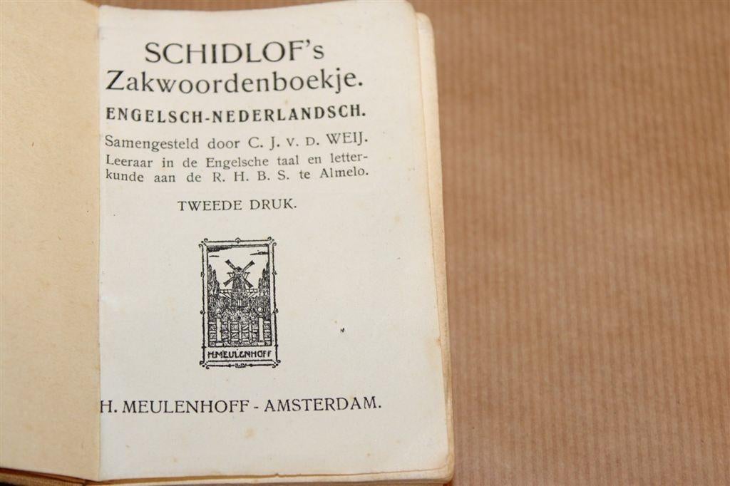 Schidlof’s Zakwoordenboekje [ca. 1920] — Nederlands-Engels, Ophalen of Verzenden, Gelezen, Van Dale, Engels