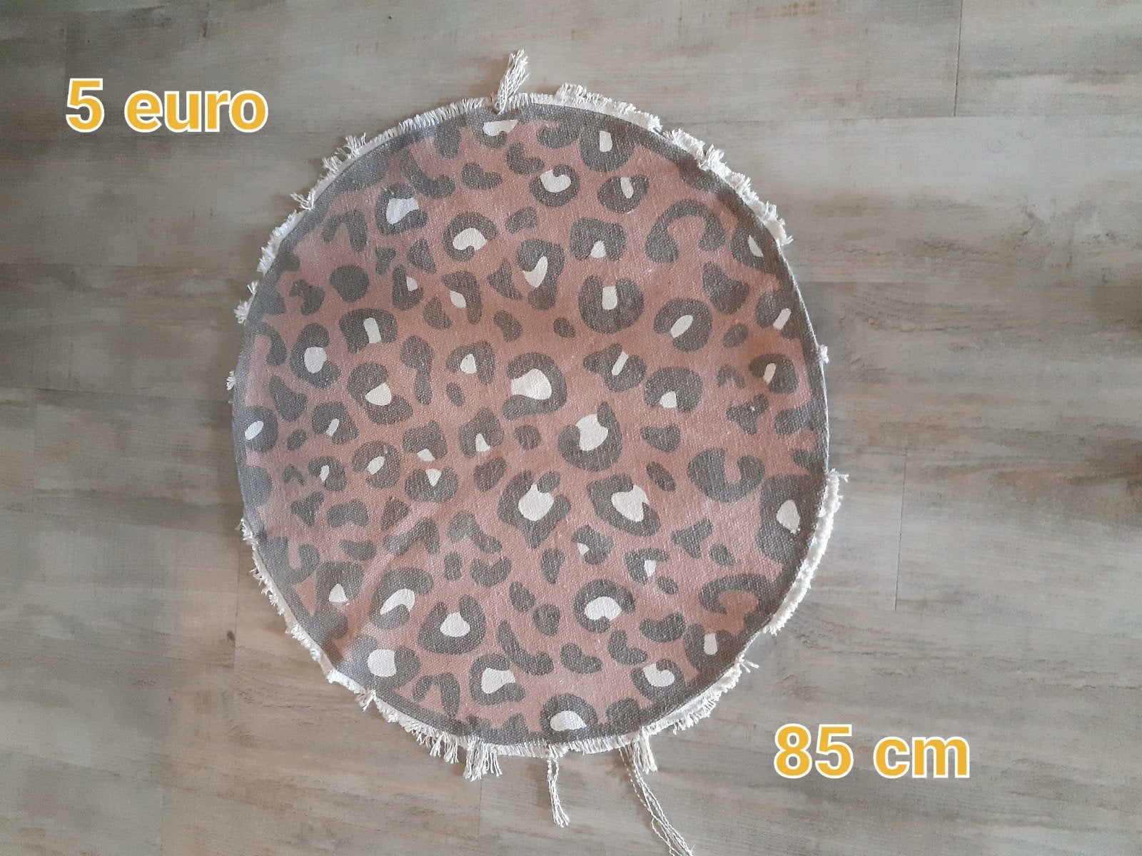 Rond kleed met luipaardprint - 85 cm diameter, Gebruikt, 50 tot 100 cm, Luipaardprint, Grijs