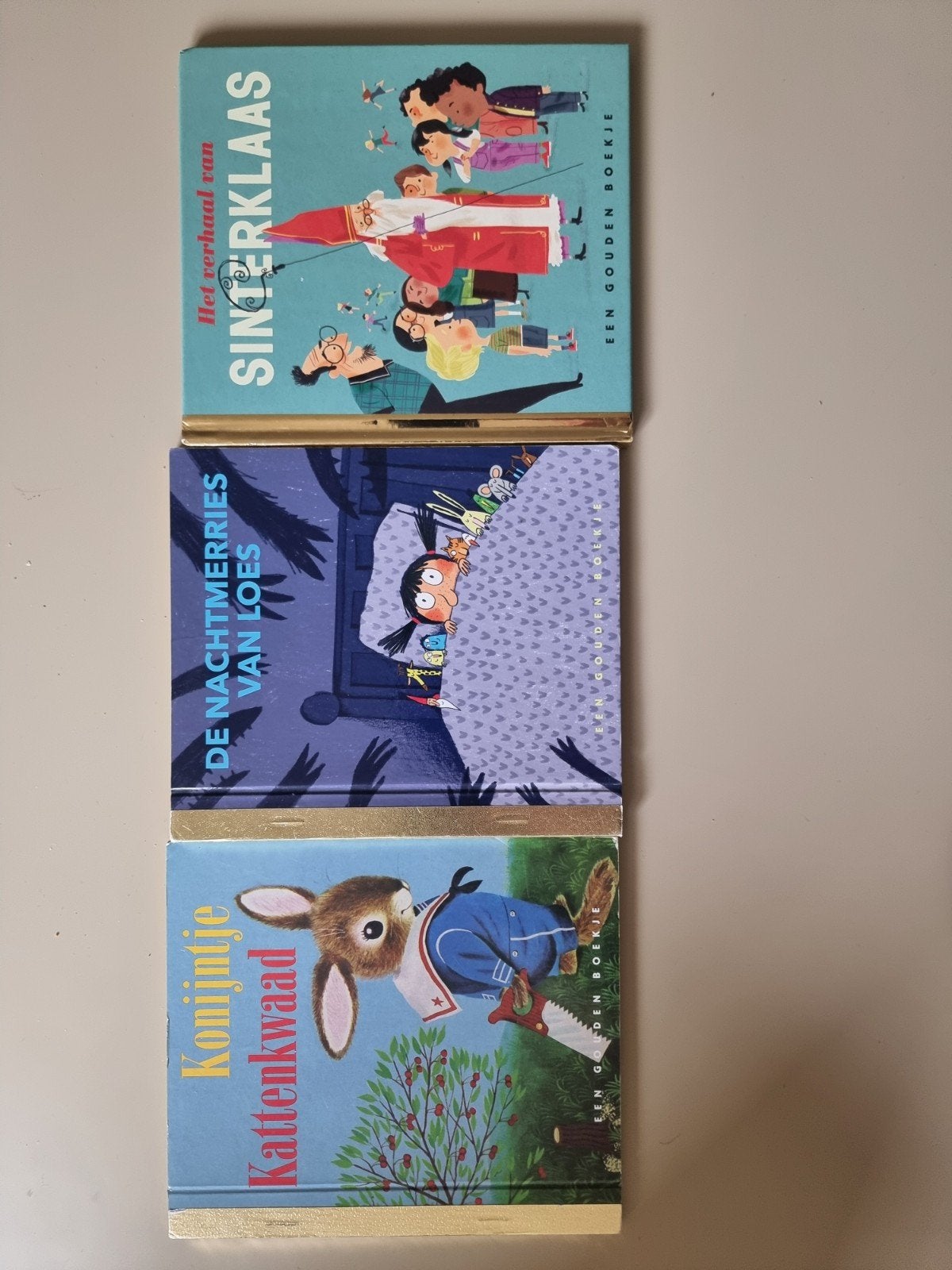 3 Gouden Boekjes: Sinterklaas, Nachtmerries, Konijntje, Gelezen, Fictie algemeen, Diverse auteurs, Ophalen of Verzenden