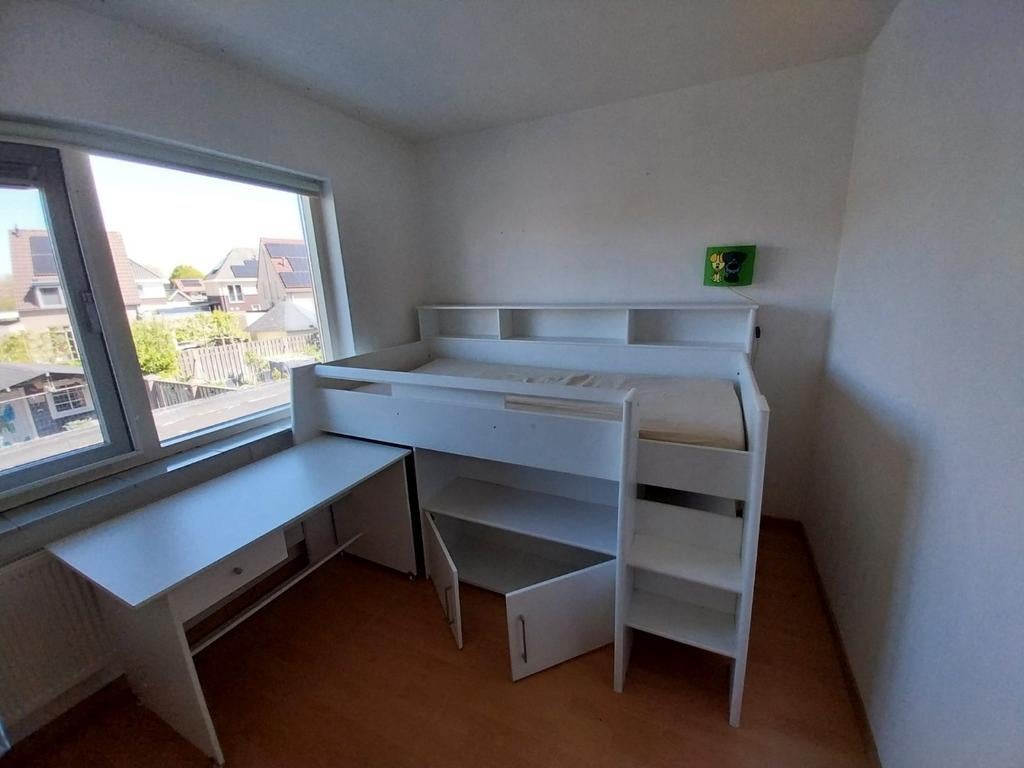 Witte halfhoogslaper met bureau en opbergruimte, Ophalen, Gebruikt, Halfhoogslaper