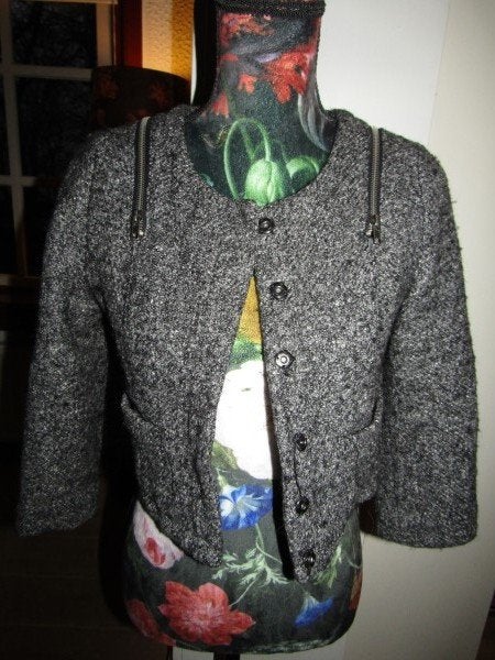 E1071 Stylist’s Own mt S jasje grijs tweed wol ritsen, Stylist's Own, Ophalen of Verzenden, Zo goed als nieuw, Jasje