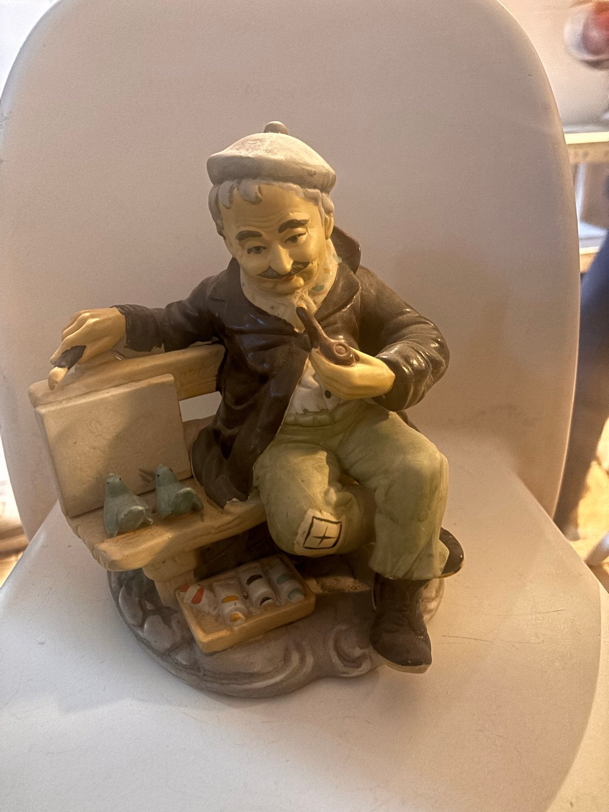 Vintage Beeldje Schilder met Pijp en Ezel, Antiek en Kunst, Ophalen of Verzenden