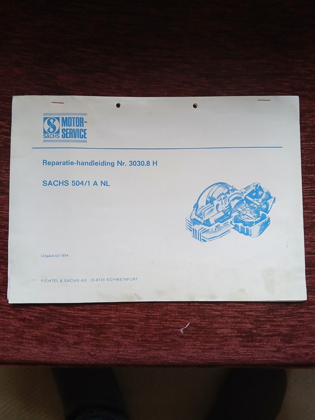 Sachs 504/1 A NL Reparatiehandleiding - Juli 1974, Ophalen of Verzenden, Gebruikt, Overige typen, Sachs
