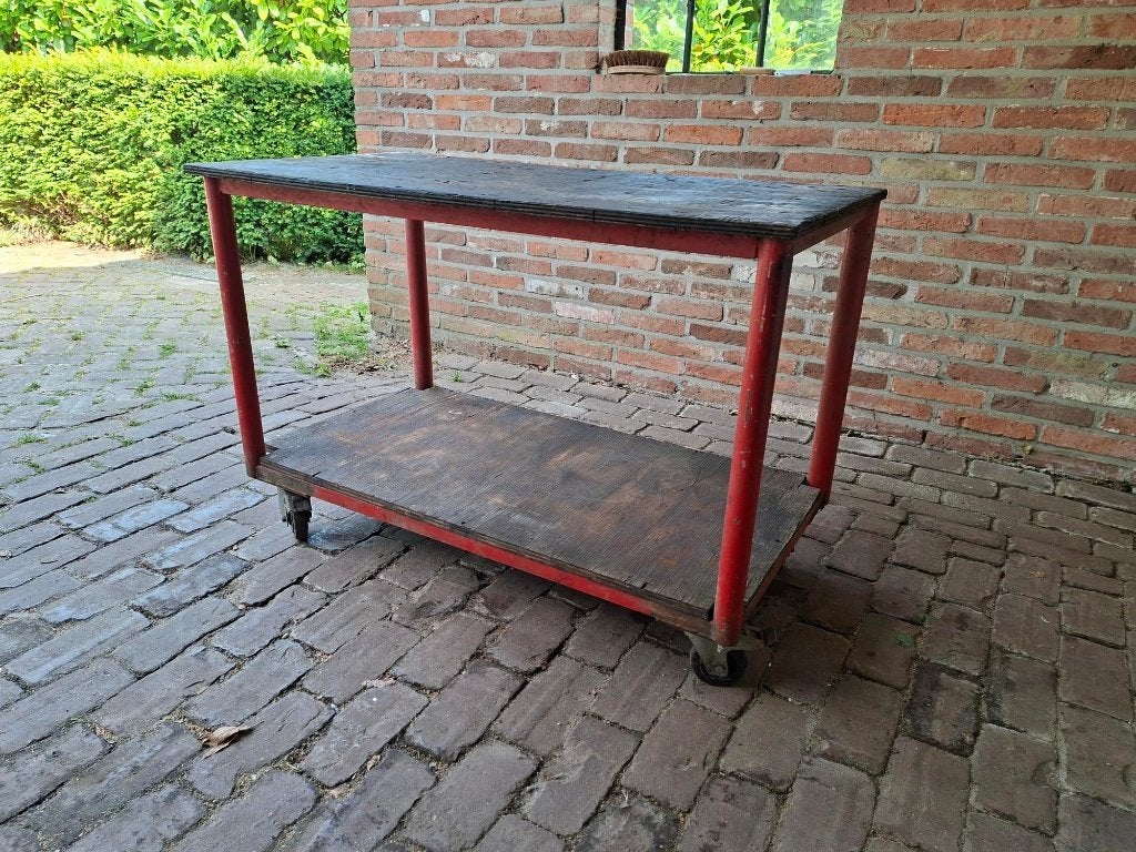 Vintage transportwagen/ transportkar/ werkbank!, Ophalen, Gebruikt