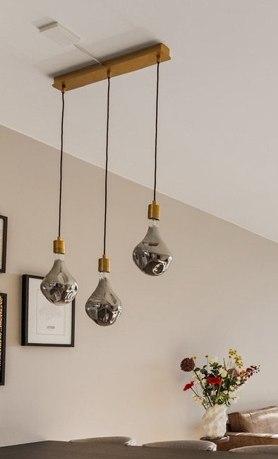 Hanglamp goud armatuur inclusief lichtbronnen Calex, Ophalen, Zo goed als nieuw, Metaal, E27 (groot)