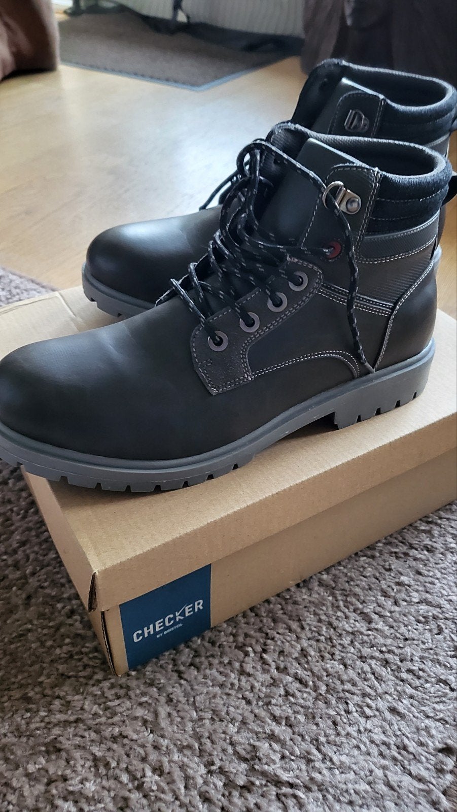 Nieuwe Checker Boots - Maat 41 - Grijs, Ophalen, Zwart, Boots, Nieuw