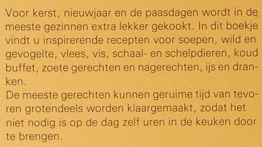 Recepten voor feestelijke dagen A. Fontein-Wentholt jaren 80, Zo goed als nieuw, Hoofdgerechten, Europa, Verzenden