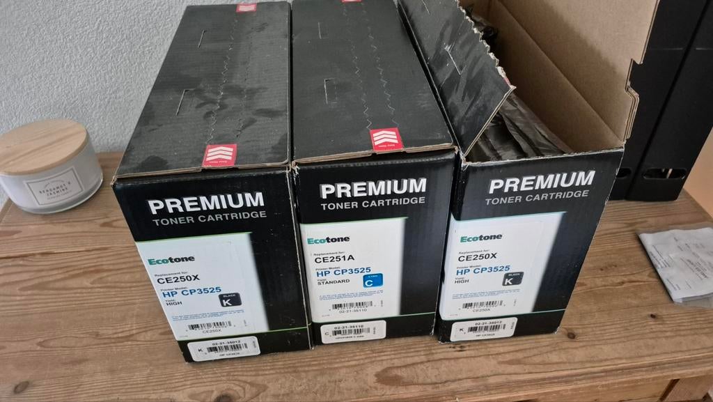 Ecotone Toner Cartridges voor HP CP3525 (2x Zwart, 1x Cyaan), Ophalen of Verzenden, Nieuw, Toner, Ecotone