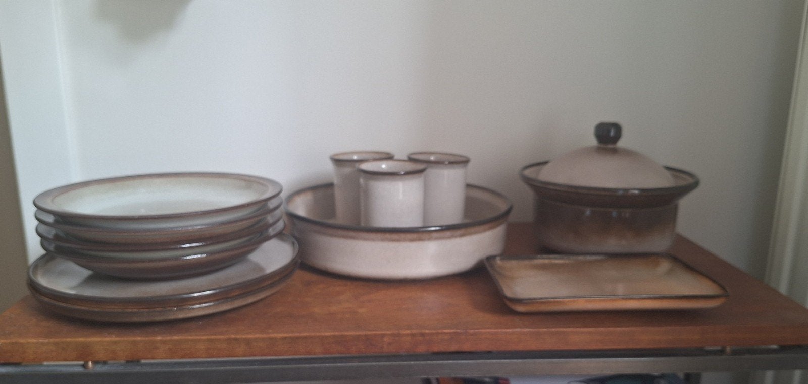 Vintage servies - Aardewerk - Bruin/Beige, Gebruikt, Overige merken, Vintage, Ophalen of Verzenden