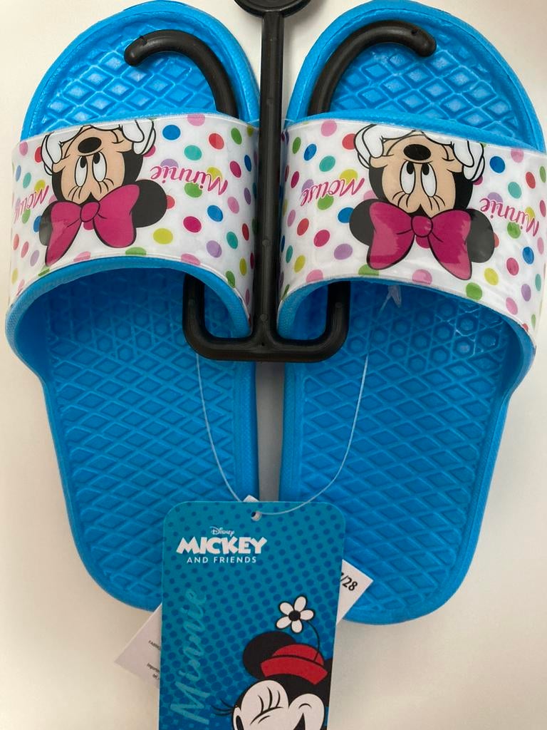 Nieuwe Minnie Mouse badslippers / slippers blauw maat 33/34, Meisje, Overige typen, Nieuw, Ophalen of Verzenden