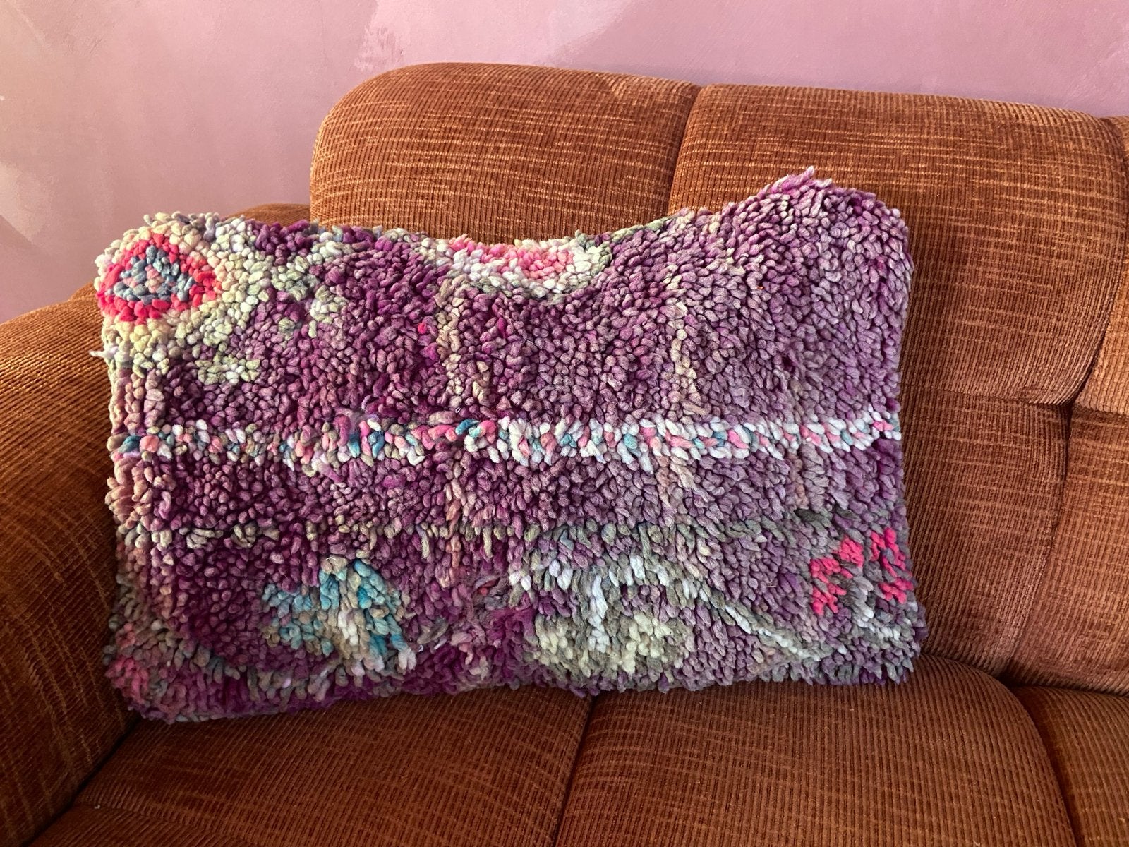 Boho chic Berber kussen - Plum tinten, Huis en Inrichting, Overige merken, Gebruikt, Paars, Ophalen of Verzenden