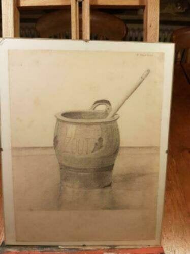 Potlood Tekening keulse pot zout A. Castens, Antiek en Kunst, Ophalen