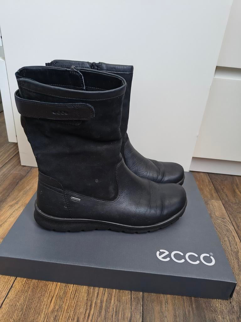Ecco lederen dames laarzen, halfhoog, zwart, maat 41, Ophalen of Verzenden, Zo goed als nieuw, Zwart, Hoge laarzen