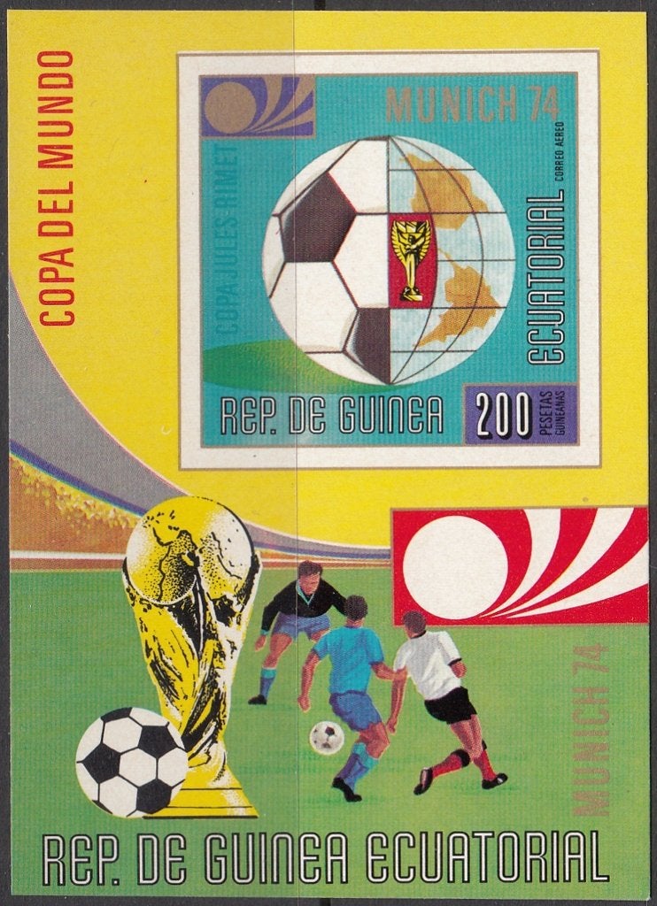 Voetbal blok Rep. de Guinea Ecuatorial München 1974 postfris, Ophalen of Verzenden, Postfris, Sport