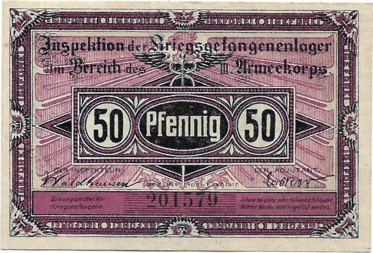 WOI kampgeld Guben 50 pfennig 1917 POW, Postzegels en Munten, Ophalen of Verzenden, Duitsland, Los biljet