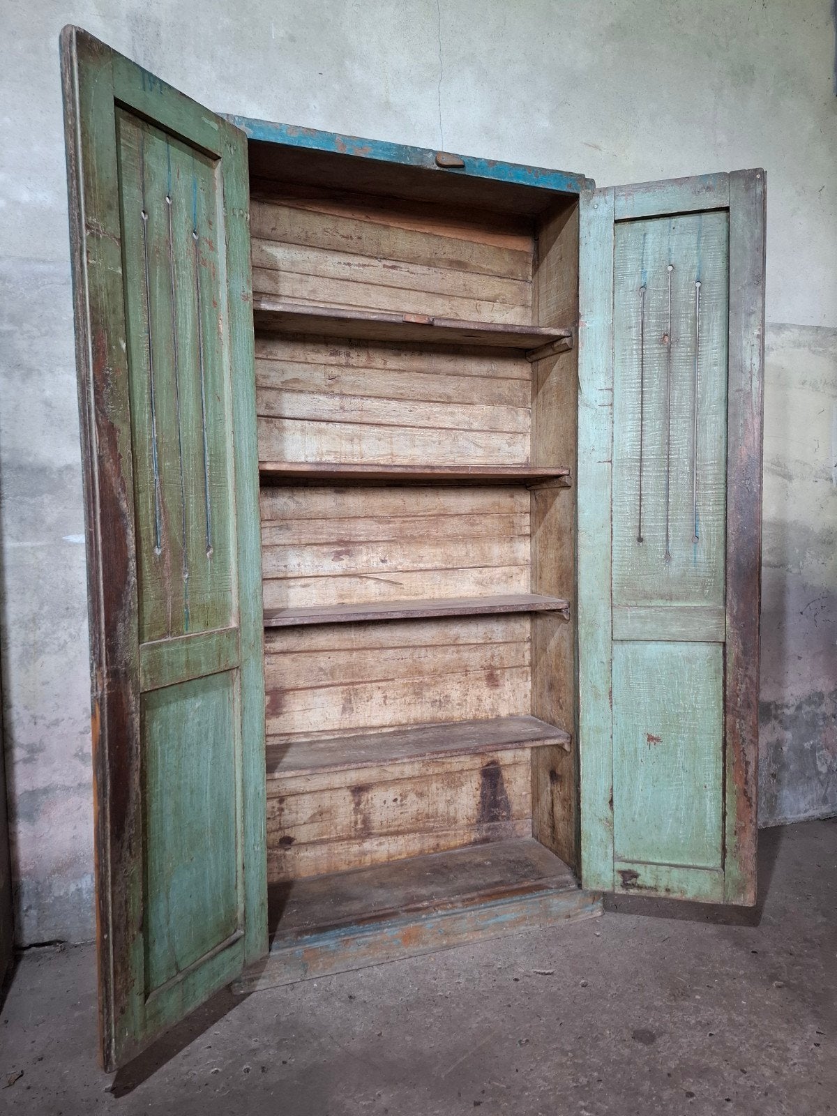 Oude antieke indiase kast keukenkast blauw, Gebruikt, T, Ophalen of Verzenden, N