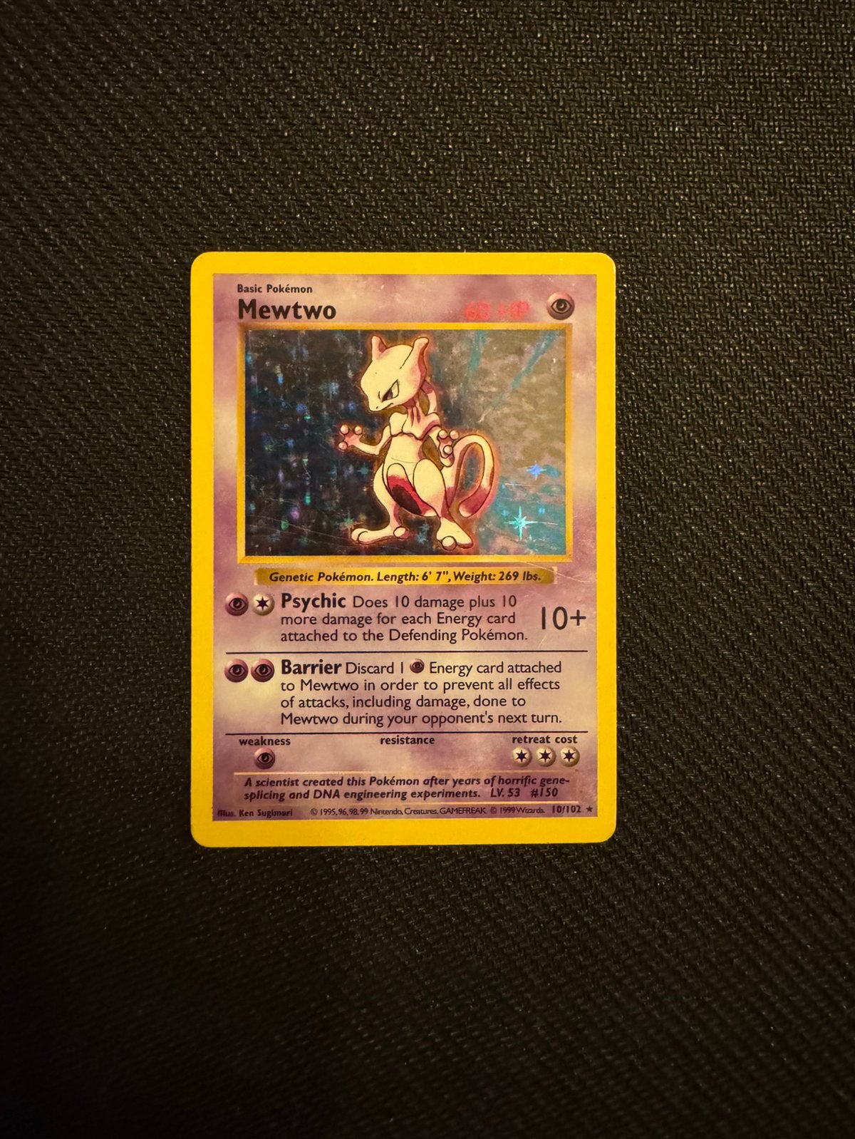 Mewtwo Base Set Holo shadowless (10/102), Ophalen of Verzenden, Gebruikt, Losse kaart, Foil