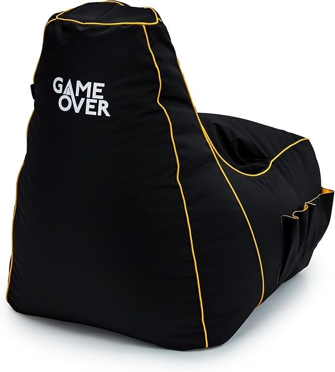 Game Over Zitzak Zwart/Geel met extra vulling, Ophalen, Nieuw, Zwart, Zitzak
