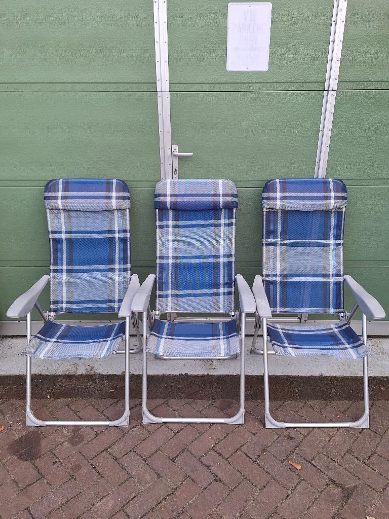 3 X campingstoelen camping stoelen aluminium tuinstoelen, Ophalen of Verzenden, Gebruikt, Campingstoel