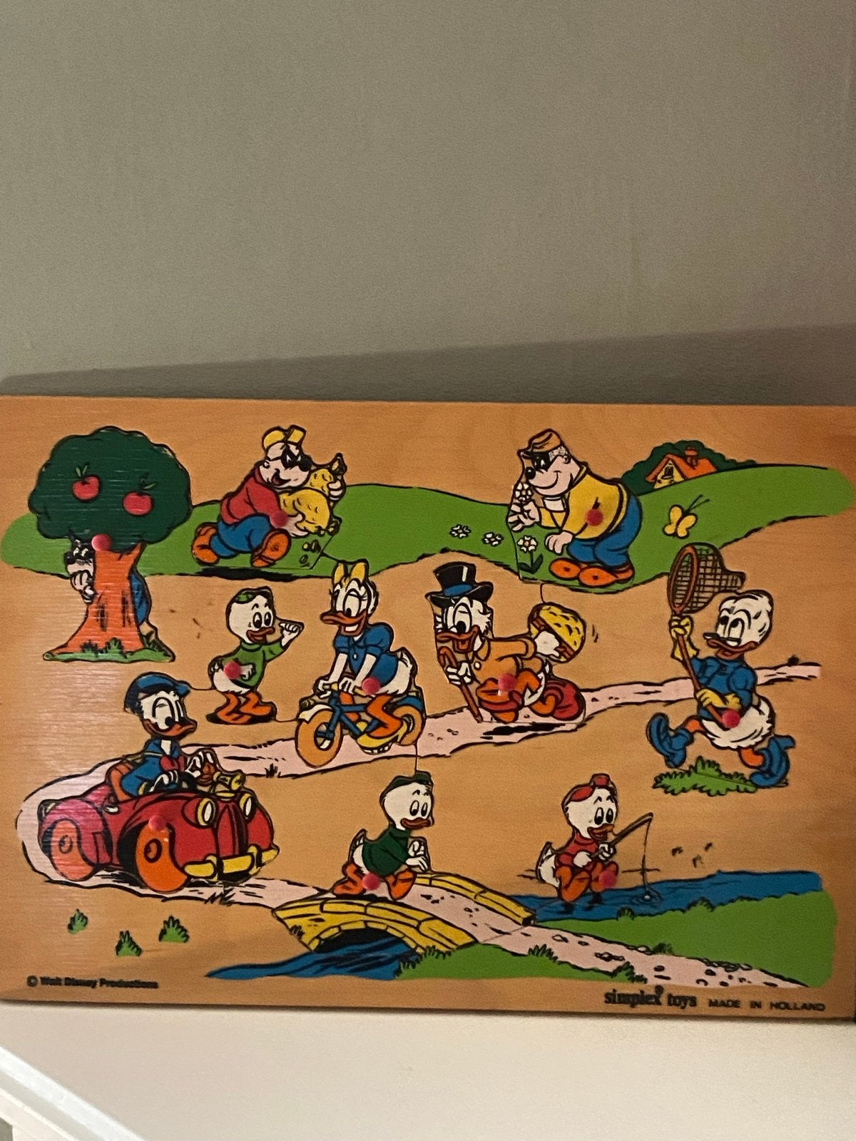 Vintage Donald Duck houten legpuzzel Simplex Toys, 2 tot 4 jaar, Gebruikt, Ophalen of Verzenden, Van hout