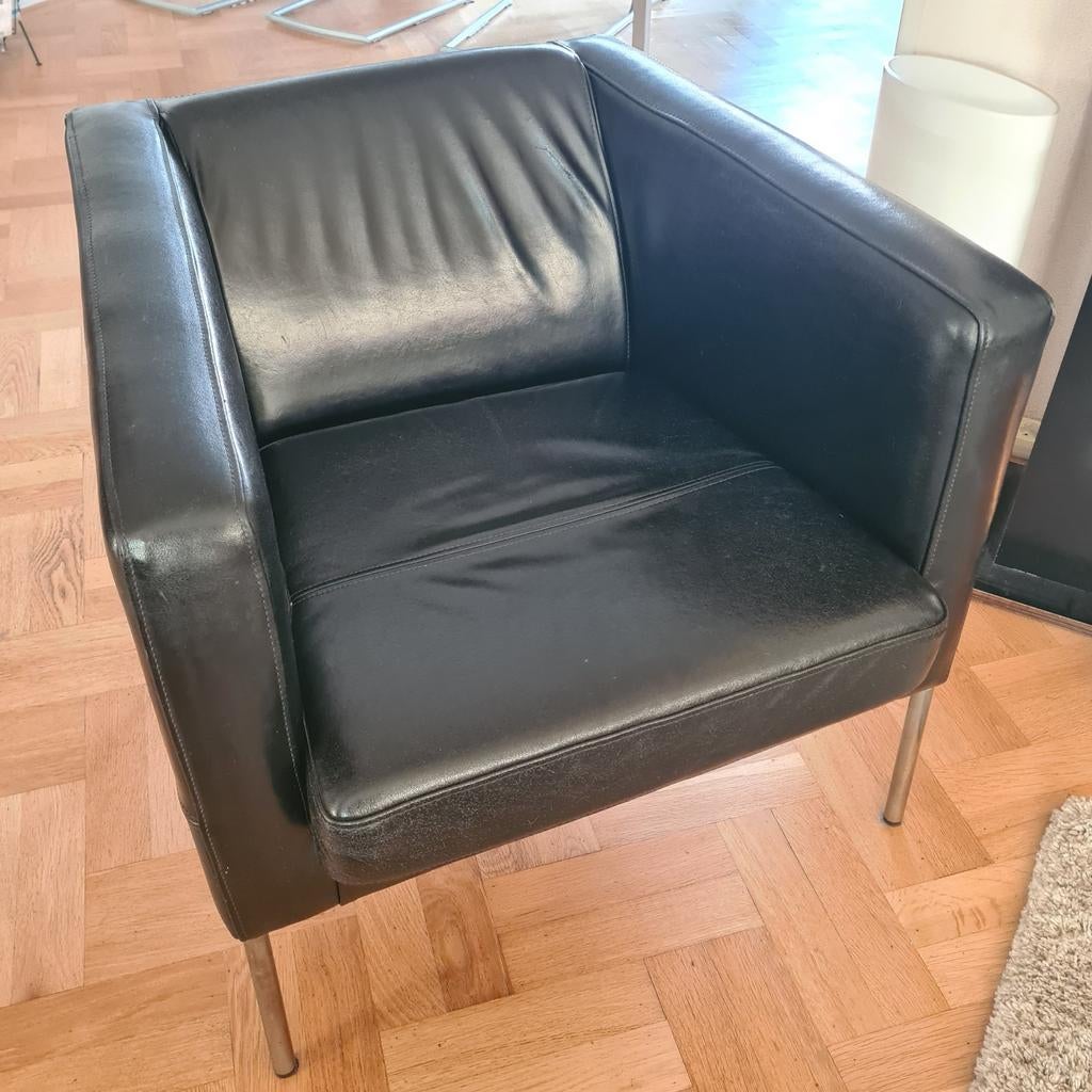 Leren Fauteuils op RVS Pootjes - Comfortabel en Stijlvol, Gebruikt, Minder dan 75 cm, Ophalen of Verzenden, Leer