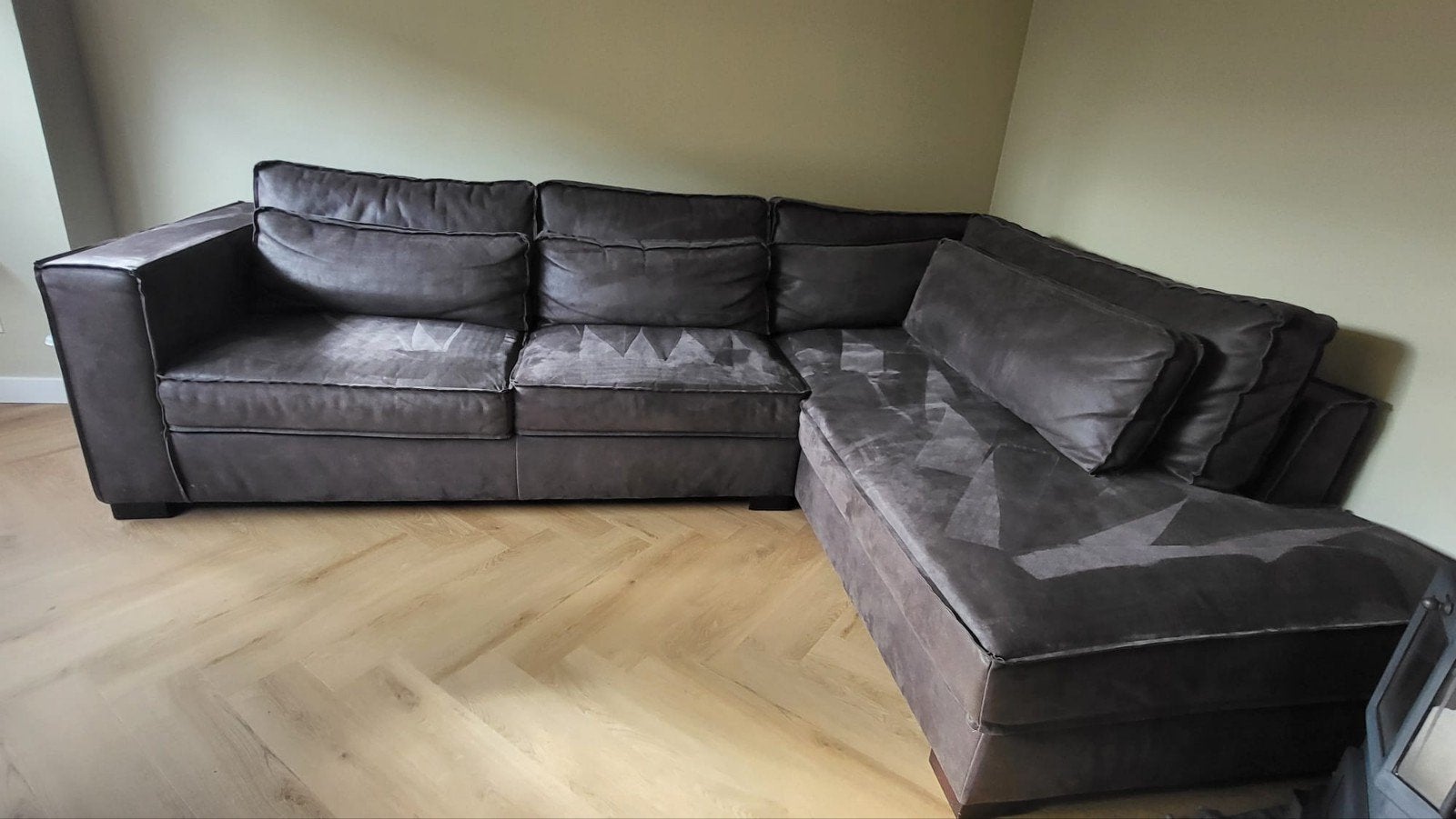 Ruime hoekbank van eco-leer - 310x225 cm, Ophalen, Gebruikt, Leer