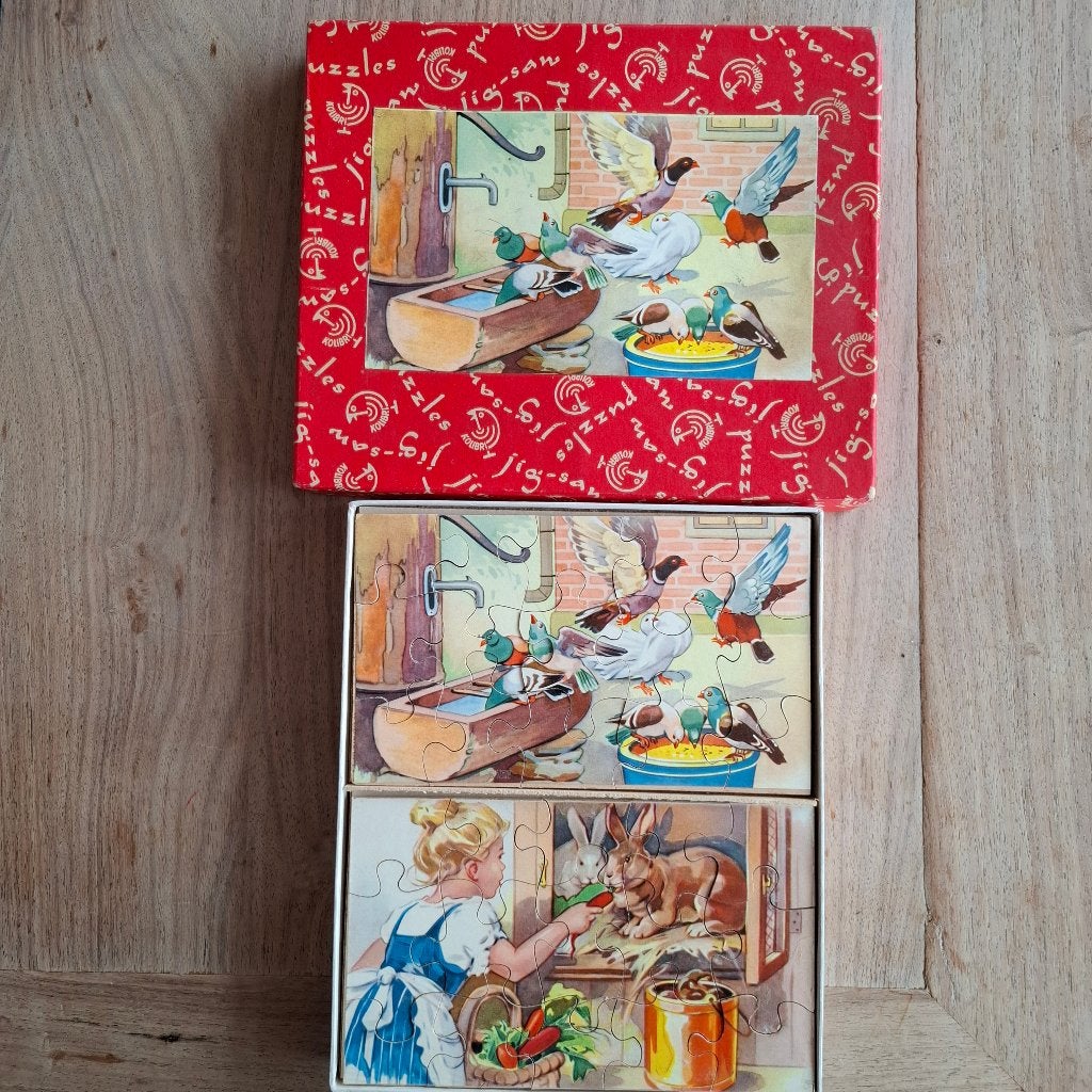 Vintage 2x jig saw kolibri dubbele puzzel hout, Ophalen of Verzenden