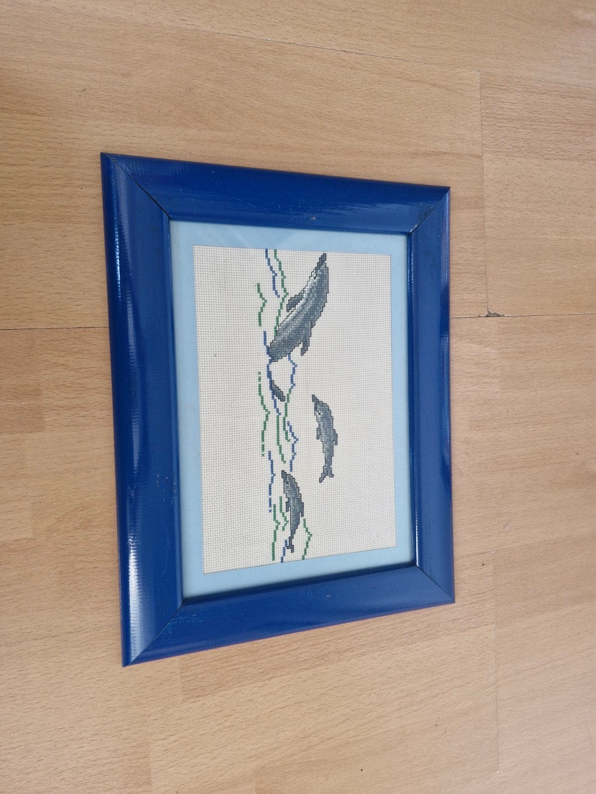 geborduurd dolfijnen schilderij, Ophalen, Minder dan 50 cm, Gebruikt, Schilderij