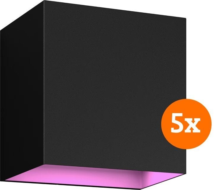 Philips Hue Resonate Downward White and Color - zwart 5-pack, Tuin en Terras, Buitenverlichting, Minder dan 50 watt, Wandlamp