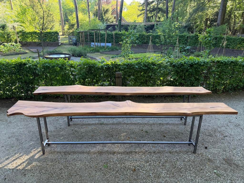 2 lange smalle tafels (sidetable) €200,- per stuk, Huis en Inrichting, Tafels | Salontafels, Natuurlijk, modern, 200 cm of meer