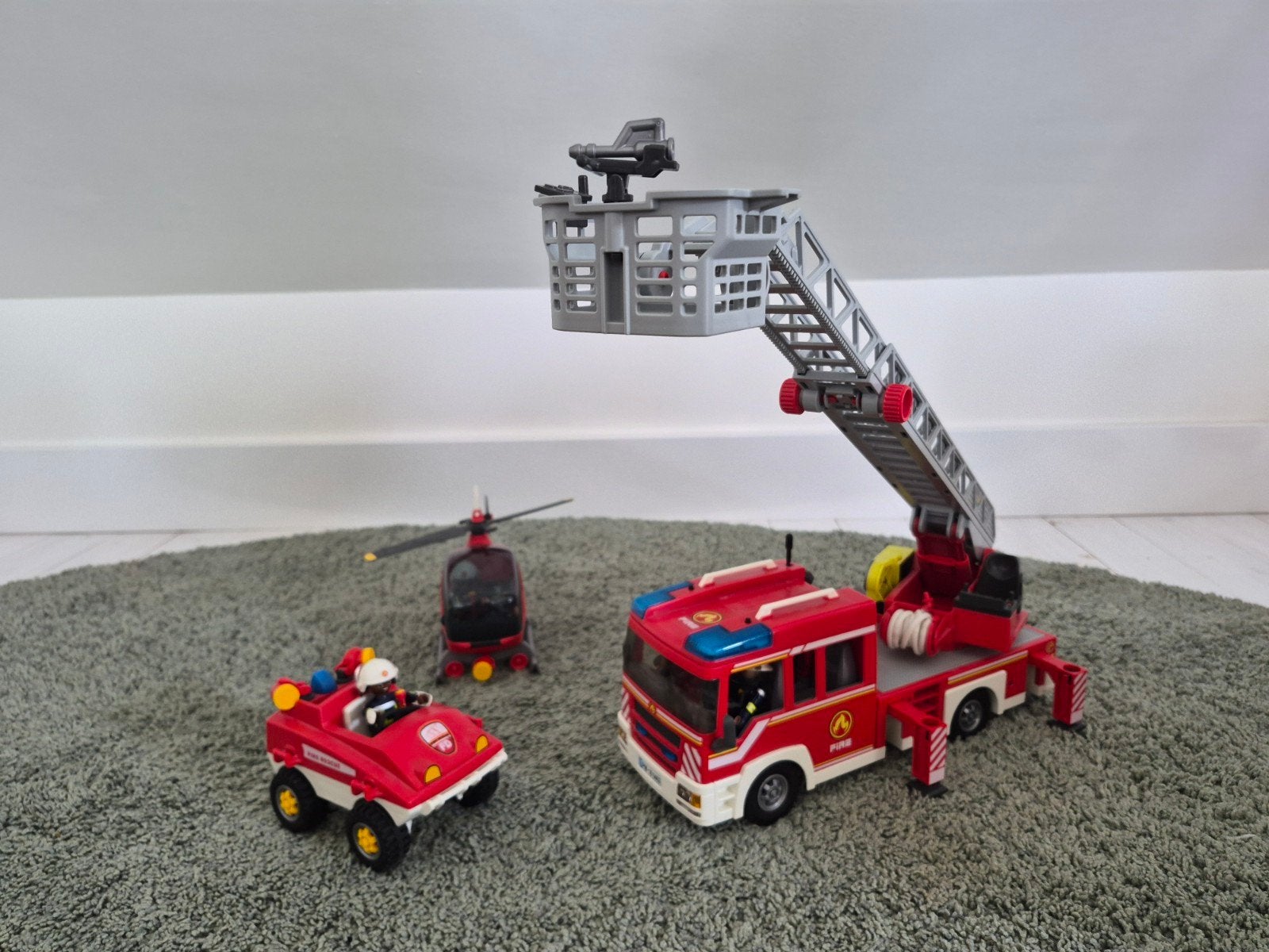 Playmobil Brandweer Set: Vrachtwagen, Helikopter & Auto, Ophalen of Verzenden, Zo goed als nieuw