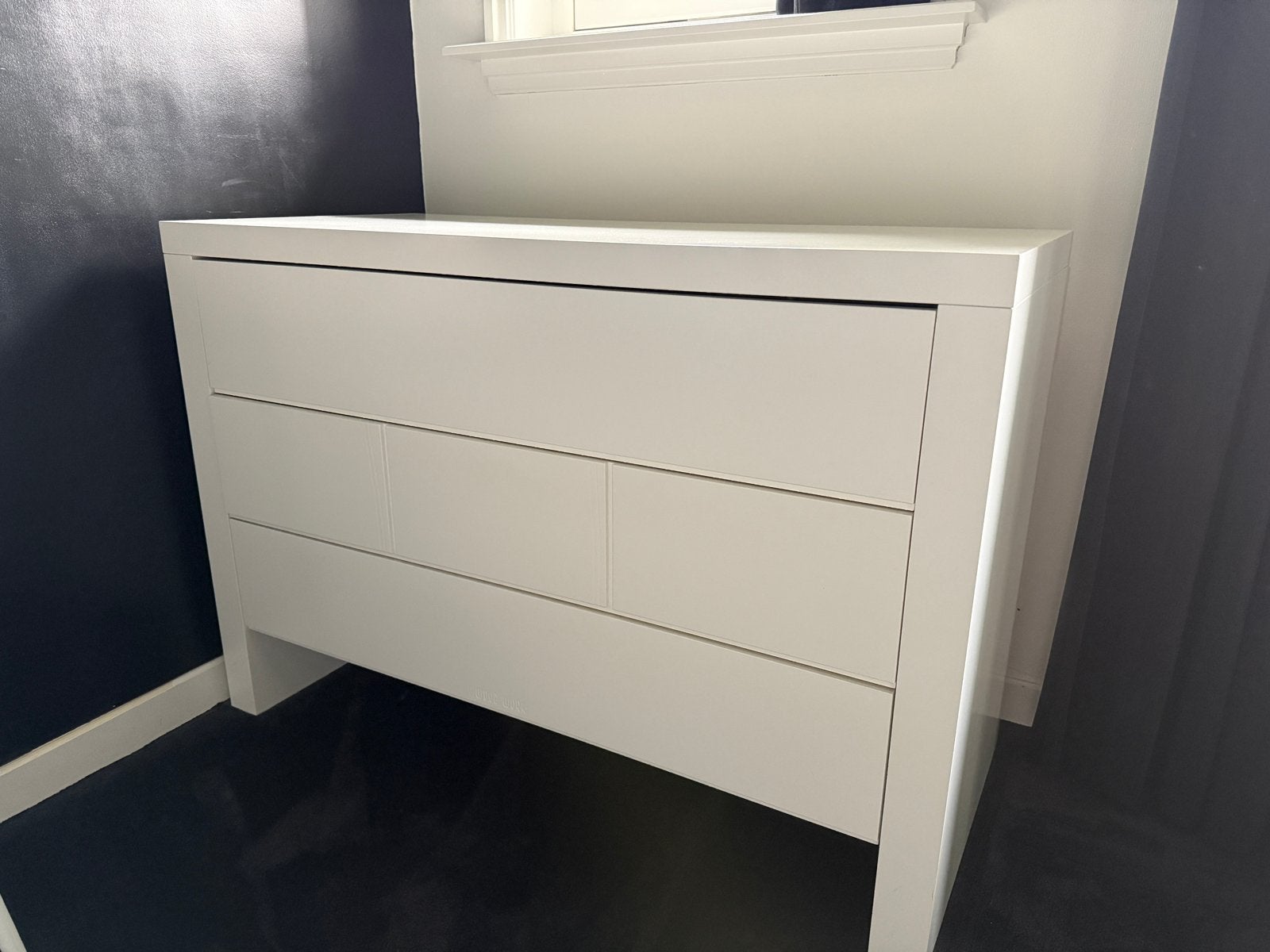 Witte commode met 3 grote lades, Ophalen, Gebruikt, 50 tot 70 cm, 100 cm of meer