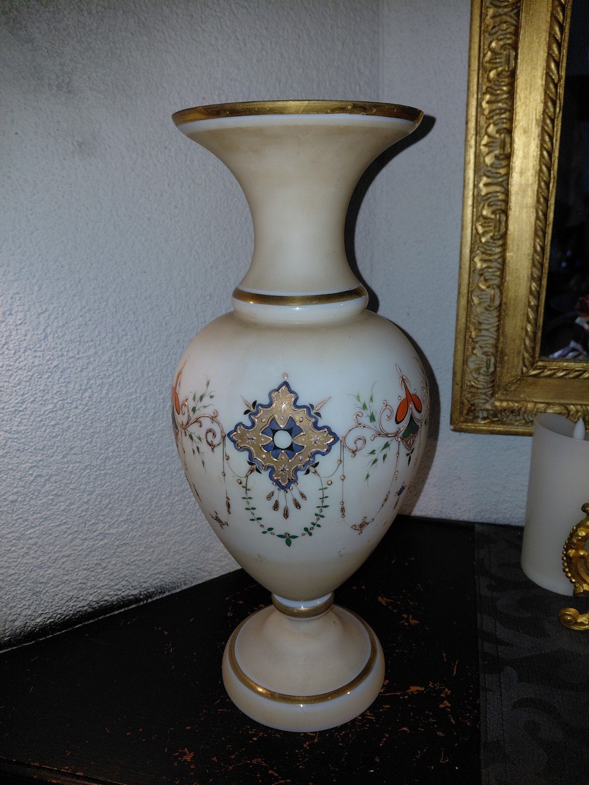 Antieke glazen opaline vaas, Antiek en Kunst, Antiek | Vazen, Ophalen of Verzenden