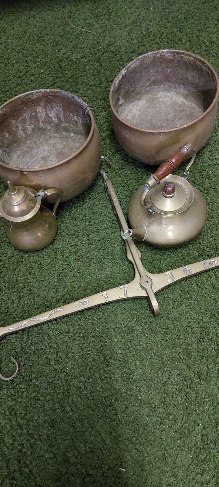 Koperen Weegschaal, Ketel en Kannetje - Complete Set, Antiek en Kunst, Ophalen of Verzenden, Koper