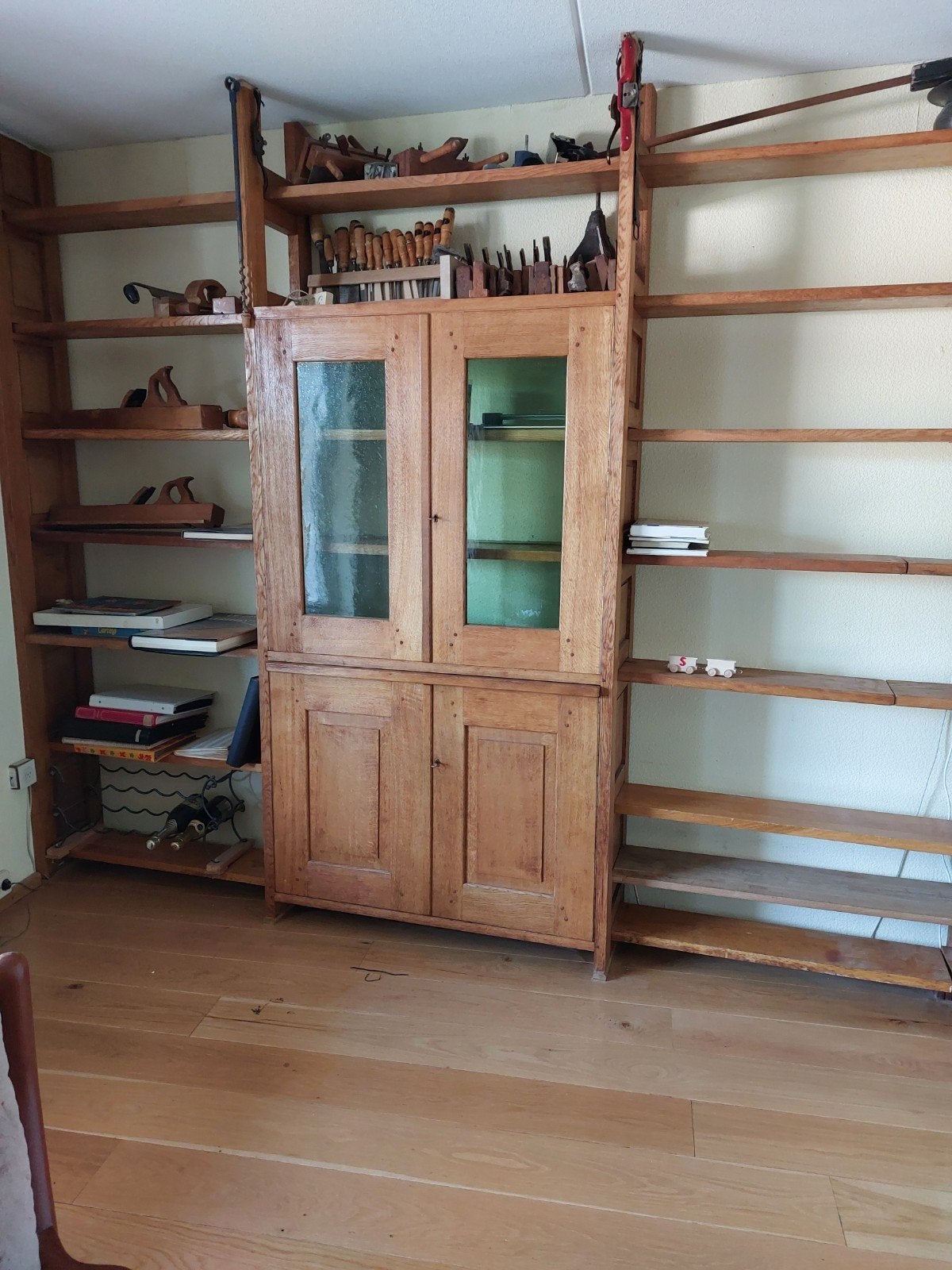 Wandkast van licht eikenhout 3.10 x 2.50 m., Ophalen, 200 cm of meer, Eikenhout, 300 cm of meer