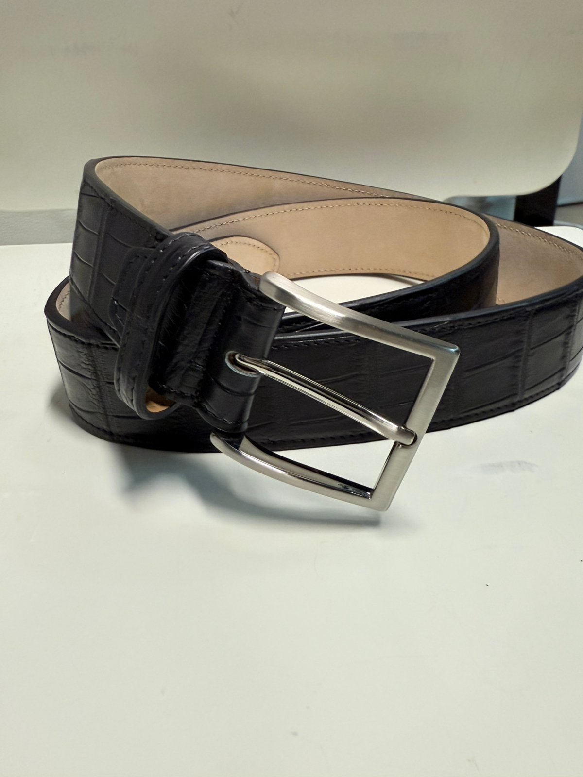 Mooie italiaanse zwarte croco riem NIEUW, Verzenden, Nieuw, Zwart, 115 cm of meer