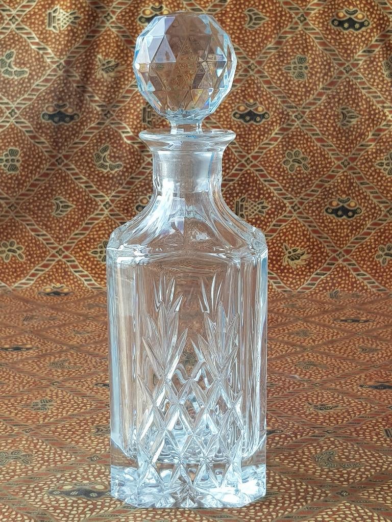 Mooie zware oude Engelse whiskykaraf van kristal 27,4 cm., Ophalen of Verzenden
