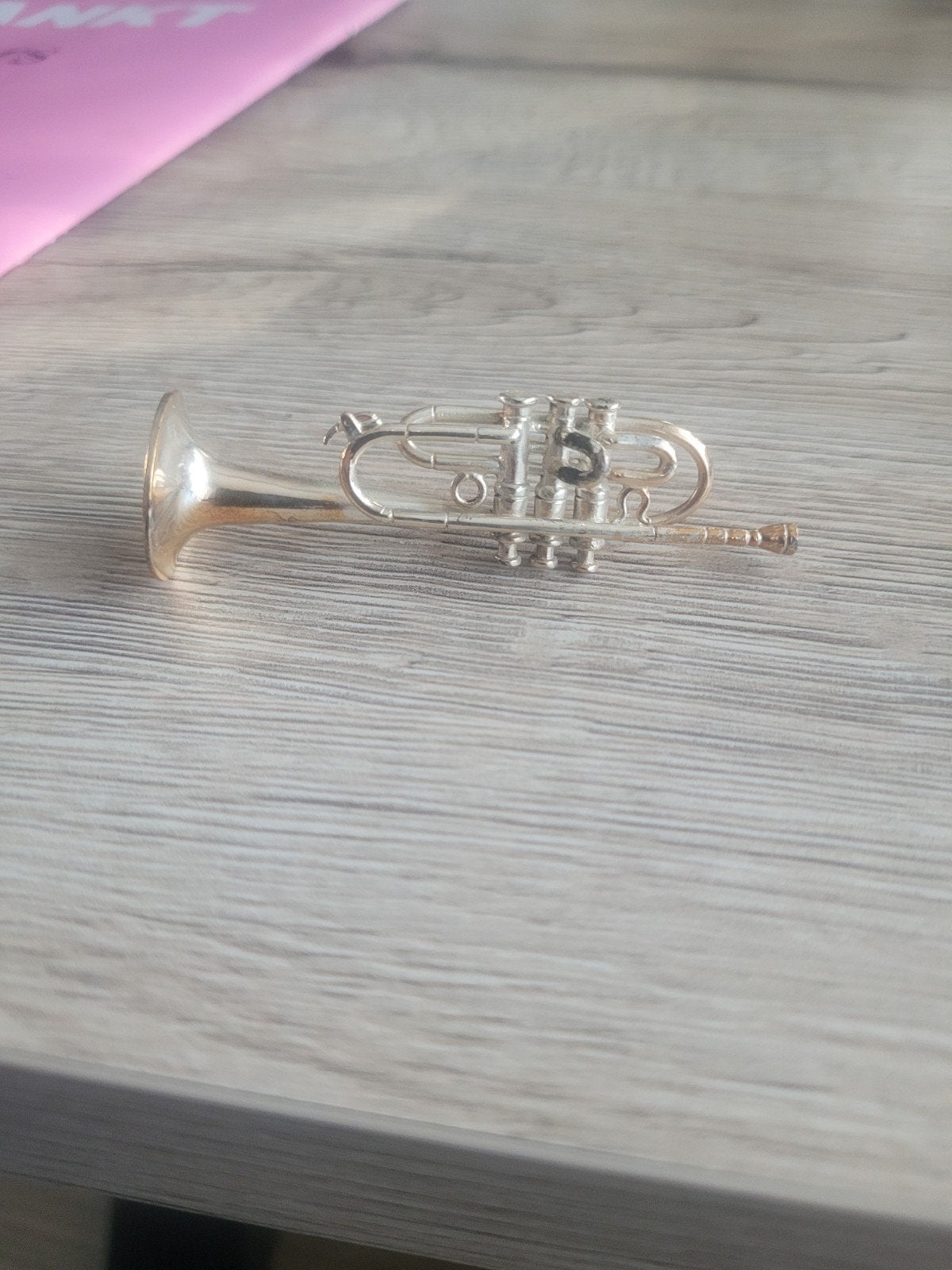Miniatuur trompet broche/speld - Decoratie, Ophalen, Gebruikt, Overige typen